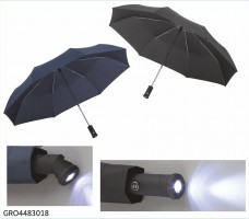 GRO4483018 EKSKLUZYWNY KRÓTKI AUTOMATYCZNY PARASOL REKLAMOWY Z LATARKĄ LED